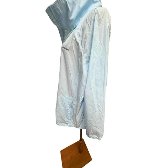 "COLUMBIA" Baby Blue Windbreaker Womens Jacket SZ 2X Zip Up 1 TINY FAINT SPOT - Picture 2 of 15